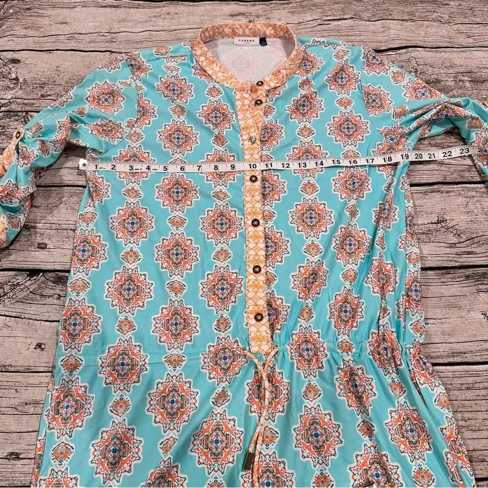 Cabana Life Blue and Orange Tunic / Dress / Cover Up, Swim Material; Size Large